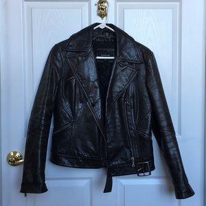 Black leather moto jacket